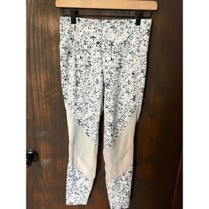 Athleta High Waisted Mesh Panel Leggings Grey White Speckled S